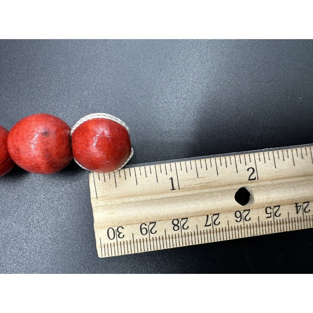 Wooden Bead Garlands 9 Ft Each Lot Of 4 Cranberry Red Christmas Tree Boho Decor - Picture 6 of 6